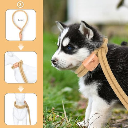 Mile High Life Harness Lead No Pull, All in one Dog Lead 2-in-1, Rope Leash and Harness Two in One, Slip Leash for Puppy Small Dogs Training, 4FT Yellow - color: 4 feet-Yellow