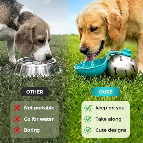 2 in 1 Portable Dog Water Bottle Portable Dog Water Bottle with Silicone Foldable Bowl Leak Proof Stainless Steel Dog Bottle for Hiking Compact Pet Water Bowl (Blue A) - color: Blue A