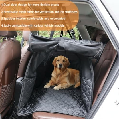 Soft Sided Collapsible Dog Crate for Car - XL Portable | Collapsible dog car crate folds small Secure straps for back seat, SUV & trucks. Portable for multiple dogs, area restriction