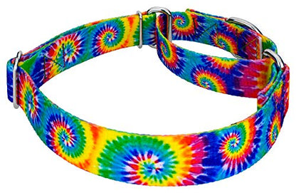 Country Brook Petz - Classic Tie Dye Martingale Dog Collar - Groovy Collection Featuring Far Out Designs (1/2 Inch, Extra Small) - color: Classic Tie Dye, size: Extra Small (Pack of 1)