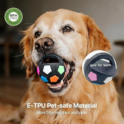 Dog Toy Ball TPR Interactive Football 5 Inch Durable Chew Resistant Fetch Toy Heavy Duty Rolling & Bouncing Play for Medium Large Dogs, Chew Toy for Dental Health & Energy Release (Transparent) - color: Transparent