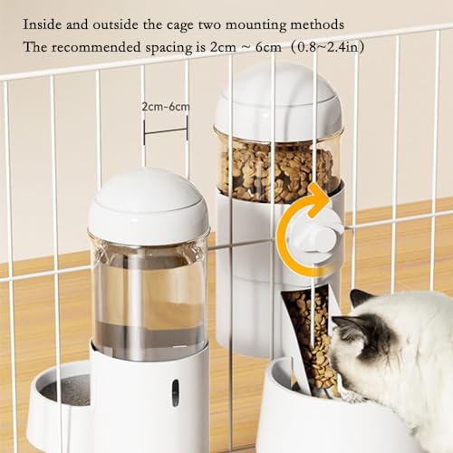 Pet Dog Cat Hanging Automatic Feeders Drinking Bowls, Auto Gravity Rabbits Feeder Water Set, Cage Pet Feeding Bowls Dispenser for Cats Dogs Puppy, Rabbit Hamsters Chinchilla Hedgehog (White-Water) - color: White-water