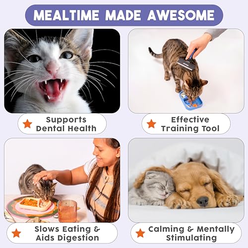 Awoo Sardina - Silicone Lick Mat + Slow Feeder for Cats & Small Dogs - Non-Slip Design with Suction Cups - Dishwasher Safe Pet Dish - Extends Mealtime and Reduces Anxiety - for Wet & Dry Food (Melon) - color: Melon