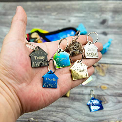 Personalized Dog Tag with 5 Lines of Custom Deep Engraved Durable Stainless Steel Pet ID Name Tag Designer Regular Size House - size: Regular, style: House