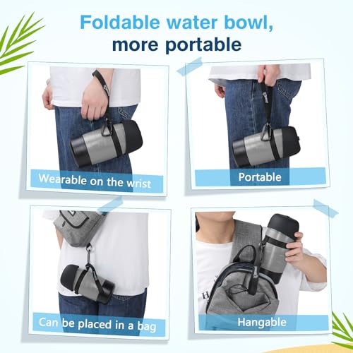 Pecute Upgraded 22 oz Dog Water Bottle with 5 oz Food Container, Portable Dog Travel Water Bottle Dispenser, Leakproof, BPA Free, Lightweight, Pet Water Bottle Bowl for Outdoor Walking Hiking Camping | Portable, Leakproof, includes Foldable Bowl, Lightwei