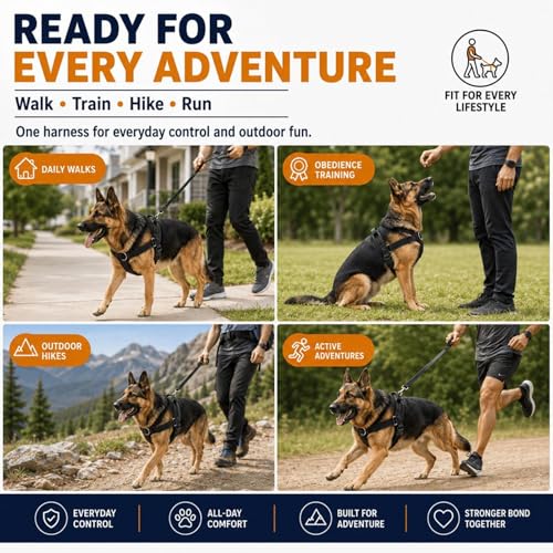 No Pull Dog Harness - Escape Proof Adjustable Vest, Breathable Mesh Anti-Choke Design with Reflective Straps, Training Harness for Small Medium Large Dogs for Daily Walking Camping Traveling - size: S