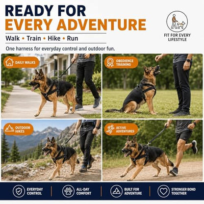 No Pull Dog Harness - Escape Proof Adjustable Vest, Breathable Mesh Anti-Choke Design with Reflective Straps, Training Harness for Small Medium Large Dogs for Daily Walking Camping Traveling - size: S