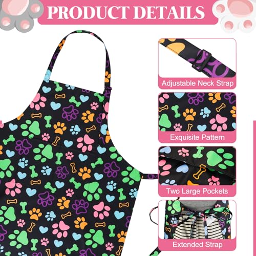 Dog Grooming Waterproof Apron with 2 Pockets, Cute Animals Puppy Dog Pets Apron - style: Dog Paws and Bones