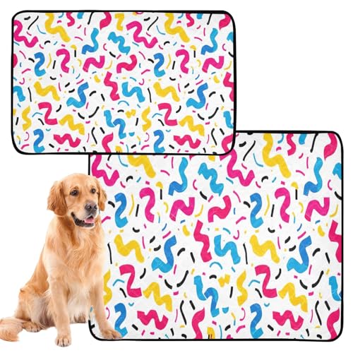 Qilmy Colorful Ribbons Pet Mat, Waterproof Reusable Dog Training Pad Anti-Slip Pet Creat Pad for Small Medium Large Dogs and Cats - size: Smallx3