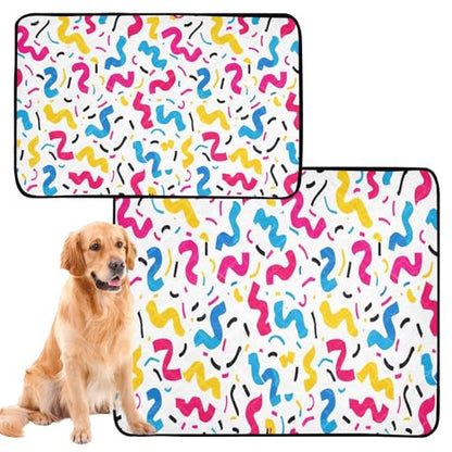 Qilmy Colorful Ribbons Pet Mat, Waterproof Reusable Dog Training Pad Anti-Slip Pet Creat Pad for Small Medium Large Dogs and Cats - size: Smallx3