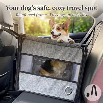 Dog Car Seat for Small to Medium Dogs Under 33lbs, Sturdy Pet Booster Car Seat Travel Carrier with Storage Pockets & Leash Detachable Washable Cover for Cars, SUVs, and Trucks