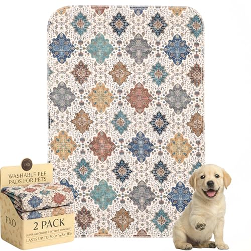 Washable Pee Pads for Dogs,Great Urine Absorbent Reusable Puppy Training Pads,Waterproof,Leak-Proof & Non-Slip Potty Pads for Whelping,Crate,Playpen,Bed.(Colorful Day,24"x36") - color: Colorful Day, size: 24"x36" (Pack of 2)