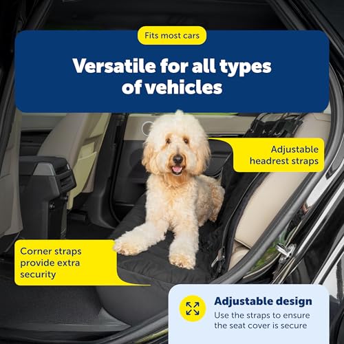 PetSafe Happy Ride Quilted Bench Seat Cover Waterproof and Durable Machine Washable Fits Most Cars, Trucks and SUVs Backseat Protection for Pet Paws, Scratches and Dog Hair - color: Black, size: Standard, style: Bench