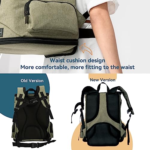 Petsfit Pet Backpack Carrier with Upgrade Waist Cushion Design to Better Fit The Waist, Suitable for Small and Medium Dogs Cats, and Rabbits up to 18 Pounds - color: AGreen