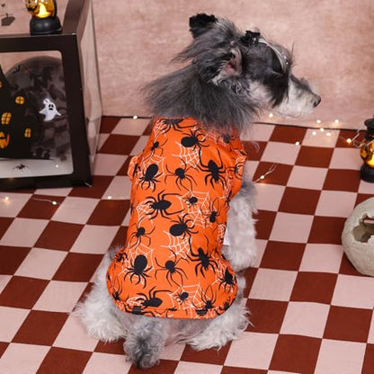 CuteBone Dog Shirts 2-Pack Soft Pet Clothes Breathable Summer Vest for Small Puppy and Stretchy Cat Apparel - color: BOO&spider, size: X-Small