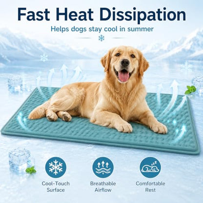 GOLOPET Newly Upgraded Large Dog Cooling Mat 34x23 in,Ice Breathable Fabric, Solid Silicone Honeycomb Heat Dissipation Structure, Long-Lasting Coolness Cooling Mat for Dogs(Q-Max>0.5) - size: 34 x 23 in