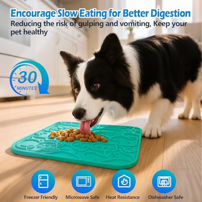 Jalopink Lick Mat for Dogs & Cats,Dog Lick Mat with Suction Cups for Anxiety Relief, Slow Feeder Dog Licking mat, Puppy Lick mat for Bath Time, Grooming & Training 2 Pack - color: 7.9"x7.9"｜Sky Blue & Mint Green