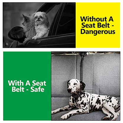 Plutus Pet Dog Seat Belt for Car Headrest, Reflective and Adjustable Restraint with Elastic Bungee for Safety, Vehicle Seatbelt Harness for Small Medium Large Dogs and Cats - color: Black