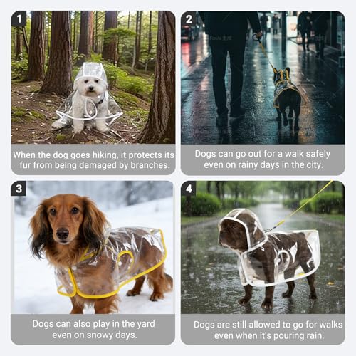 Clear Dog Poncho, Transparent PVC Cape Style Pet Rain Jacket with Hidden Leash Hole, Suitable for Most Dog Breeds(2-25lbs) (Transparent, s-3xl) (White, X-Large) - color: white, size: X-Large