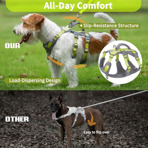 Huntboo Reflective Dog Harness with Handle, Escape Proof, No Slip, Breathable, Lightweight, Adjustable Lift Harness for Small,Medium,and Large Dogs Walking, Training, and Running Gear(Bright Green,XS) - color: Bright Green, size: X-Small(Pack of 1)