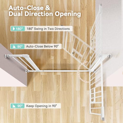 COMOMY Auto Close Baby Gate with Cat Door, 29.5"-40.5" Extra Wide Dog Gate for House Doorways Stairs, Pressure Mounted Easy Walk Thru Pet Gate, Includes 4 Wall Cups and 2 Extension Pieces, White - color: White