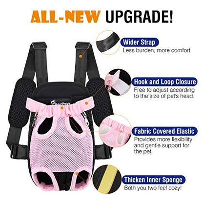 Pawaboo Pet Carrier Backpack, Adjustable Pet Front Cat Dog Carrier Backpack Travel Bag, Legs Out, Easy-Fit for Traveling Hiking Camping for Small Medium Dogs Cats Puppies, Extra Large, Pink - color: A-Pink, style: Extra Large (Pack of 1)