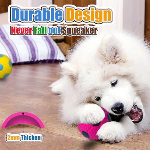HOLYSTEED Squeaky Dog Toys for Medium Dogs, Soccer Ball 4pcs 2.6"x2.6"x2.4" | Latex Squeak Dog Balls, Soft Bouncy Fetch & Chew Toys for Medium and Large Breeds Like Beagle, Samoyed, Husky, Labrador - size: 2.6'' for M/L