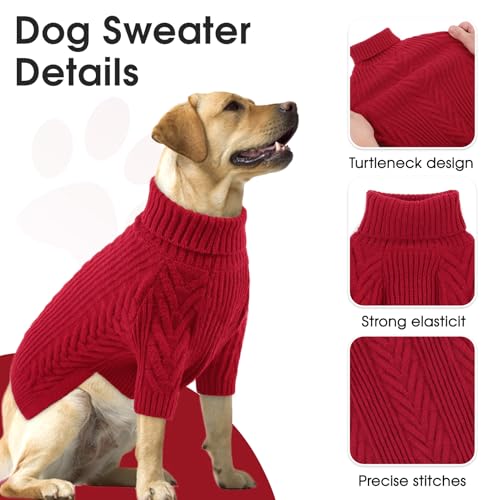 Large Dog Sweaters, Pet Sweaters for Large Dogs, Pets Sweatshirt Apparel Turtleneck Pullover Winter Pitbull, Samoyed (Red, L) - color: Red1, size: Large