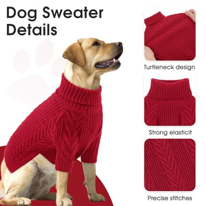 Large Dog Sweaters, Pet Sweaters for Large Dogs, Pets Sweatshirt Apparel Turtleneck Pullover Winter Pitbull, Samoyed (Red, L) - color: Red1, size: Large