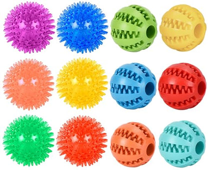 Small Dog Toy Balls, 12 Pcs Rubber Puppy Toy Balls for Ball Launcher, Dog Fetch Balls for Small Breeds 0-15 Lbs