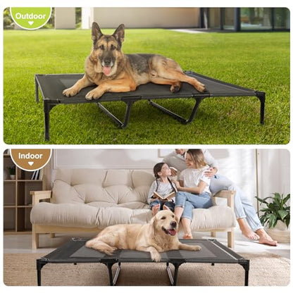 petizer Large Cooling Elevated Dog Bed, Heavy Duty Anti-Sag Summer Camping Dog Cot, Breathable & Waterproof Raised Pet Bed with Sturdy Center Support Bars, 36x30x9 Inches, Blue - color: Blue, size: 36"L x 30"W x 9"H