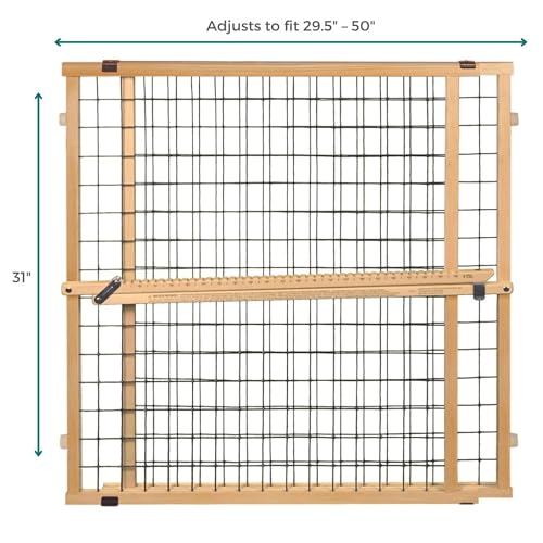 MYPET Wire Mesh Dog Gate: 29.5"-50" Wide, Pressure Mounted with No Tools; Expandable, Durable Pet Gates for Doors and Hallways, 31" Tall, Made with Sustainable Hardwood - size: 29.5"-50" Wide, 31" Tall