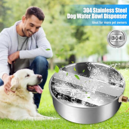 Automatic Dog Water Bowl Dispenser Large Breed| Auto Fill| High Capacity | Stainless Steel Dog Waterer with Float Valve Self Filling Auto Water Bowl for Outdoor Large Dogs Cats Chicken Livestock
