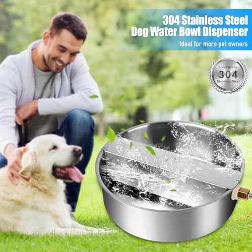 Automatic Dog Water Bowl Dispenser Large Breed| Auto Fill| High Capacity | Stainless Steel Dog Waterer with Float Valve Self Filling Auto Water Bowl for Outdoor Large Dogs Cats Chicken Livestock