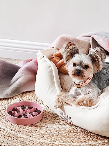 LE TAUCI PET Ceramic Slow Feeder Dog Bowls Small Breed, 0.5 Cups Dog Food Dish for Fast Eaters, Puzzle Bowl for Small Dogs and Cats, 5.5 Inch-Pink - color: Pink