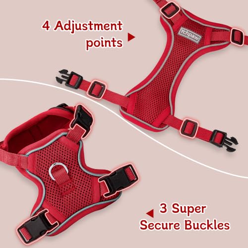 Small Dog Harness and Leash Set, Reflective Soft Breathable Mesh Vest, 3 Buckles, Adjustable Neck and Chest,Step in Dog Harness for Walking, Running, Training, Red, S - color: Red, size: Small
