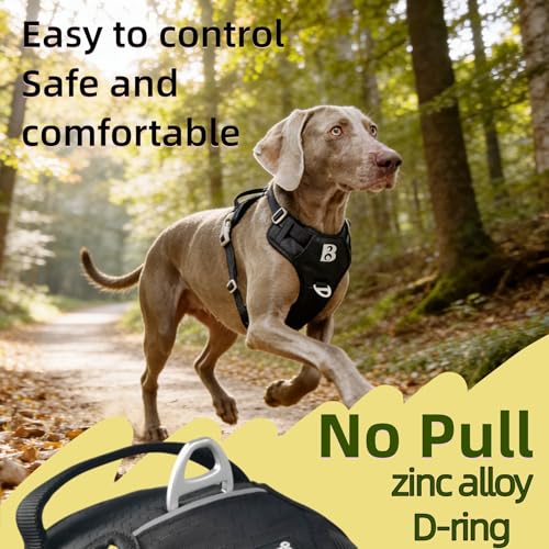 No Pull Dog Harness Front Clip Heavy Duty Reflective Easy Control Handle for Large Dog (Black, S) - color: Black, size: S