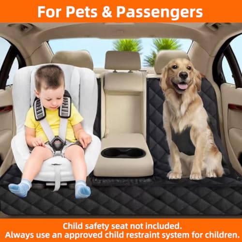 Bark Lover Dog Car Seat Cover for Back Seat, Upgraded Thickened Matte Fabric, Waterproof Car Seat Protector, Non-Slip Backseat Cover for Dogs in Car, Armrest Compatible, Fits Most Cars SUVs & Trucks - color: Black2-DZ