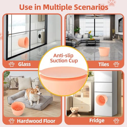 Dog Slow Feeder Lick Bowl, Non-Slip Dog Licking Treat Dispenser, Slow Feeder Bowls for Small Medium Large Breed Dogs, Anxiety Relief & Anti-Choking, BPA Free Silicone (Light Orange, 1.6 Cup) - color: Light Orange