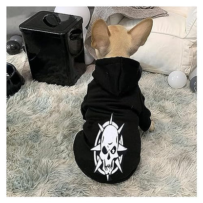 Dog Hoodie Sweatshirt Black Warm Fleece Pet Clothes for Small Dogs, Chihuahua Yorkie Winter Sweater Pullover for Cold Weather - size: Large