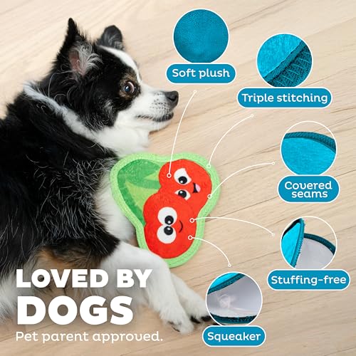 Outward Hound Tough Skinz Durable Squeaky Dog Toy with Two Tough Layers, Cherries, Red, Small - color: Cherries, size: Small