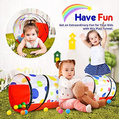 PigPigPen Kids Tunnel for Toddlers,Pop Up Play Tunnel Tent for Babies or Dogs, Indoor & Outdoor Toys for Kids Backyard Playset (Red Spots Play Tunnel) - style: Red spots play tunnel