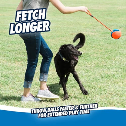 Chuckit! Rope Fetch Dog Toy - Ball on Rope Fetch and Tug-of-War Toy for Dogs - Durable EVA Rubber Construction - 5.5-inch Diameter - 18-inch Rοpe - Orange and Blue - size: One Size