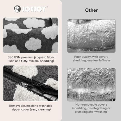 JOEJOY Large Dog Beds Large Sized Dog, Rectangle Washable Orthopedic Pet Bed with Removable Zipper Cover, Cute Soft Calming Puppy Pet Bed with Jacquard Shaggy Plush & Non Skid Bottom - color: Cozy Clouds Grey, size: L (36"x27"x8")
