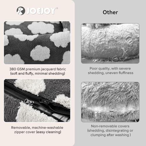 JOEJOY XL Dog Beds Large Sized Dog, Rectangle Washable Orthopedic Pet Bed with Removable Zipper Cover, Cute Soft Calming Puppy Pet Bed with Jacquard Shaggy Plush & Non Skid Bottom - color: Cozy Clouds Grey, size: XL (42"x36"x9")