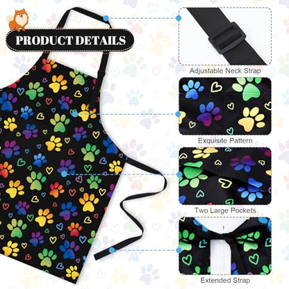 Dog Grooming Waterproof Apron with 2 Pockets, Cute Animals Puppy Dog Pets Apron - style: Gradient Heart Dog Paw