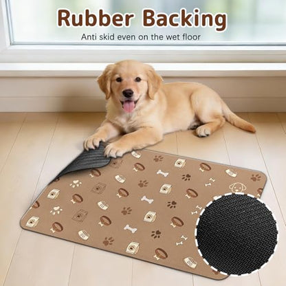 Dog Food Mat for Bowls, Absorbent Quick Dry Dog Cat Mats for Food and Water, Non-Slip Backing Pet Mat Pet Supplies - Bone Pattern - color: Bone1