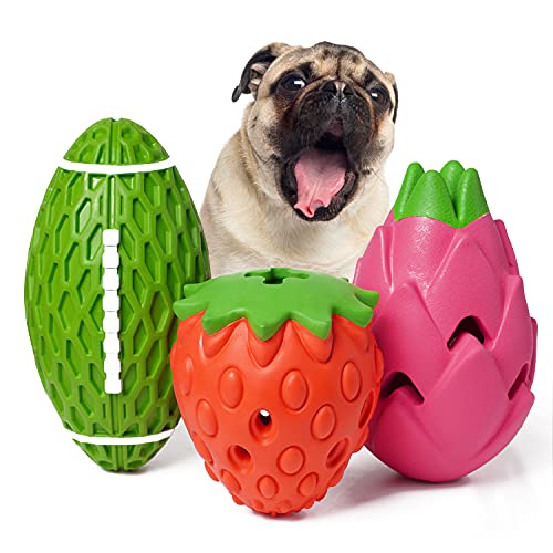MewaJump Dog Chew Toy3 Pack Toys for Aggressive Chewers Tough Rubber Dog Toy Puzzle Pet Toys Large Breed, Puppy Teething Chew Toys Interactive Durable Toy for Medium and Large Breed - color: colorful fruit set