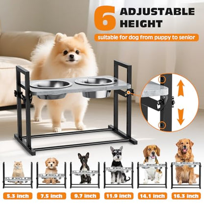 Elevated Dog Bowls for Dogs, 6 Heights Adjustable Raised Dog Bowl with Slow Feeder - 3 Stainless Steel Bowl, Tiltable Non-Slip Feeding Bowls with Metal Stand - color: Medium & Small Dogs