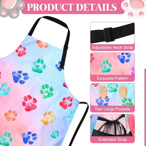 Dog Grooming Waterproof Apron with 2 Pockets, Cute Animals Puppy Dog Pets Apron - style: Watercolor Dog Paw